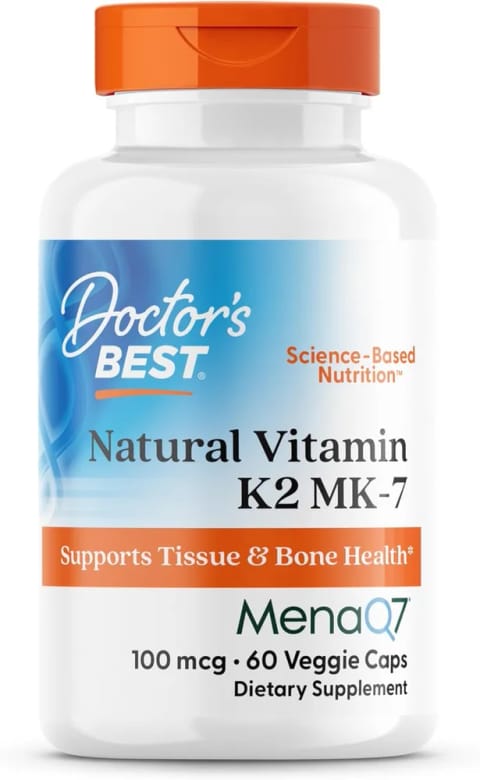 Doctor's Best Vitamin K2 MK7 طبیعی Men & Women - سلامت استخوان 100 mcg MenaQ7 Calcium 60 Veg