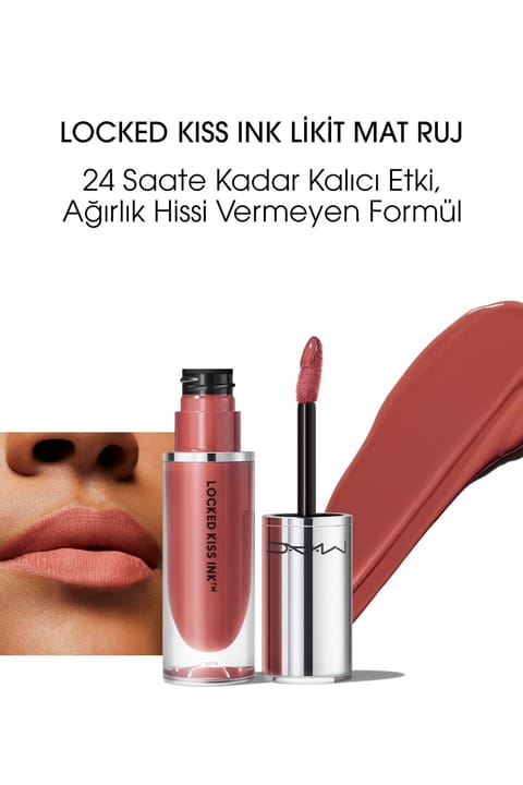 رژ لب مایع مات ۲۴ ساعته M.A.C مدل Locked Kiss Ink رنگ Bodacious حجم 4ml کد 773602646036