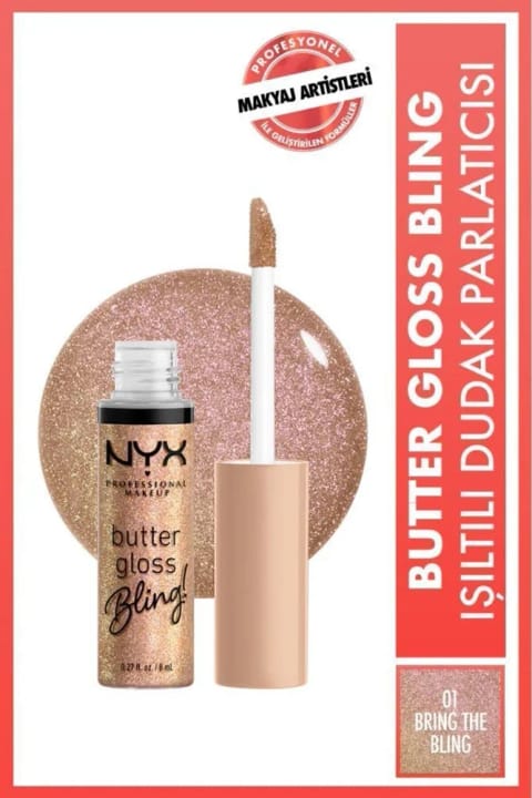 NYX Professional Makeup Butter Gloss Bling براق کننده لب درخشان - 01 Br...