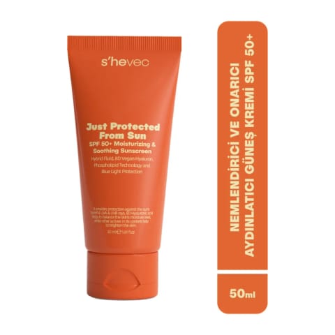 She Vec Just Protected From Sun مرطوبکننده، ترمیمکننده و روشنکننده ضدآفتاب SPF50+ حجم 50 میلیلیتر