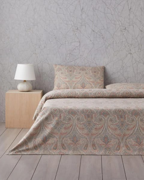 ست روکش لحاف یک نفره با ملحفه Boho Chic نخی ۱۶۰×۲۲۰ سانتی‌متر بژ