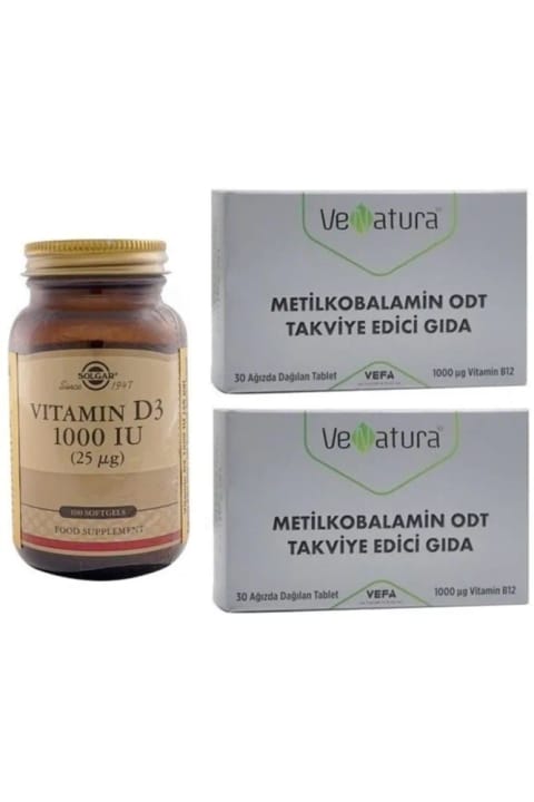 VeNatura Methylcobalamin B12 30 قرص جویدنی + Solgar D3 1000 IU
