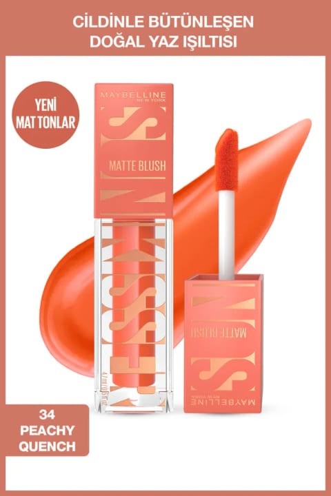 Maybelline New York Sunkisser رژ گونه مایع - 34 Peachy Quench