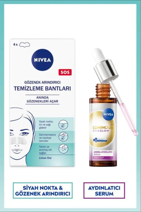 NIVEA Luminous630 Skin Glow سرم روشنکننده فوری 30ml و نوار بینی ضد جوش سرسیاه