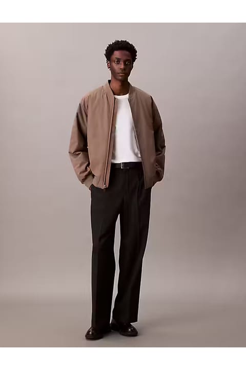 کاپشن مردانه Calvin Klein یقه گرد مدل Regular Fit دو جیب طوسی