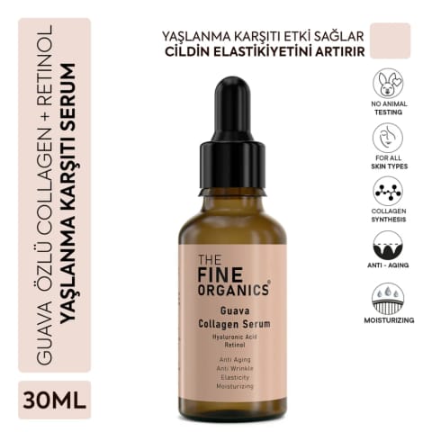سرم ضد پیری صورت The Fine Organics با عصاره گواوا، Collagen و Retinol 30 میلیلیتر
