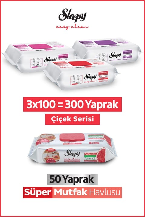 Sleepy Easy Clean دستمال تمیزکننده سطح آشپزخانه سوپر با رایحه گل و گریپ فروت