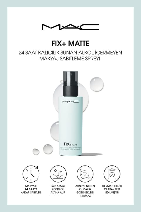 M.A.C Fix+ Matte اسپری تثبیتکننده مات بدون الکل با ماندگاری ۲۴ ساعته