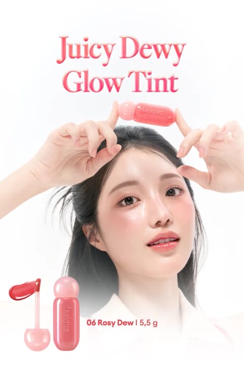 dasique تینت براق با رطوبت‌رسانی و رنگ ملایم Juicy Dewy Glo... — 06 Rosy Dew