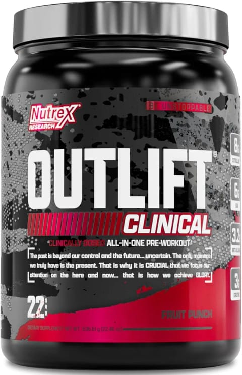 پیش‌تمرینی Outlift Clinical Pump Nutrex Research با Creatine و EAA Amino Acid Complex 630 گرم