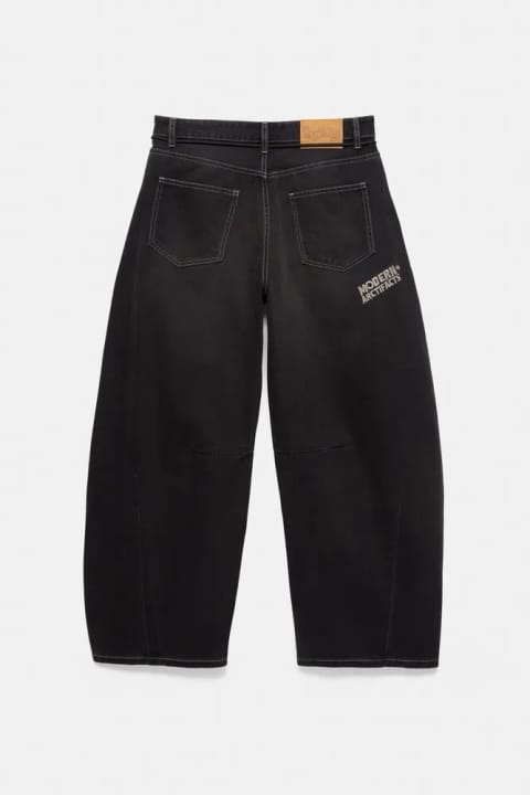 Pull&Bear شلوار جین بارل با کمربند گرافیکی