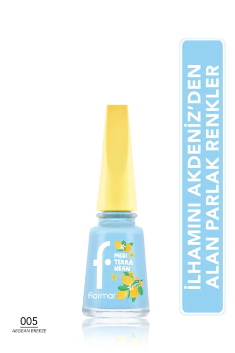 Flormar Mediterranean لاک ناخن با رنگدانه بالا و براق - 005 AEGEAN BREEZE