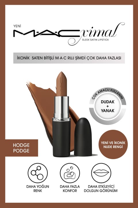 رژ لب مات ساتن M.A.C M·A·Cximal Sleek Satin Lipstick - Hodge Podge