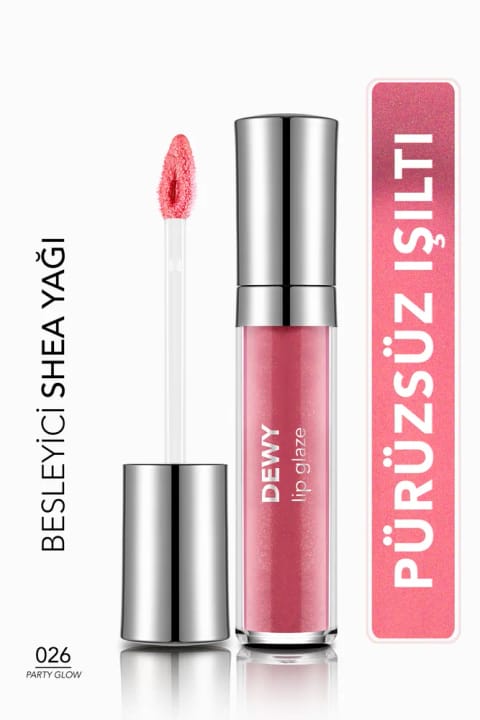 Flormar مرطوبکننده و براقکننده لب Dewy Lip Glaze - 026 Party Glow