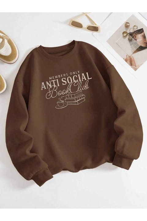 سویشرت یقه گرد چاپی ANTISOCIAL یونیسکس uyguntarz