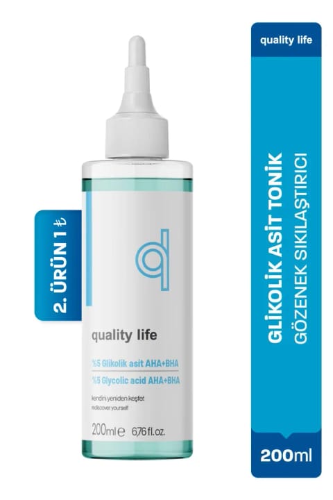 تونر گلیکولیک اسید Quality Life - AHA BHA - سفت کننده منافذ و پاک کننده سلول های مرده