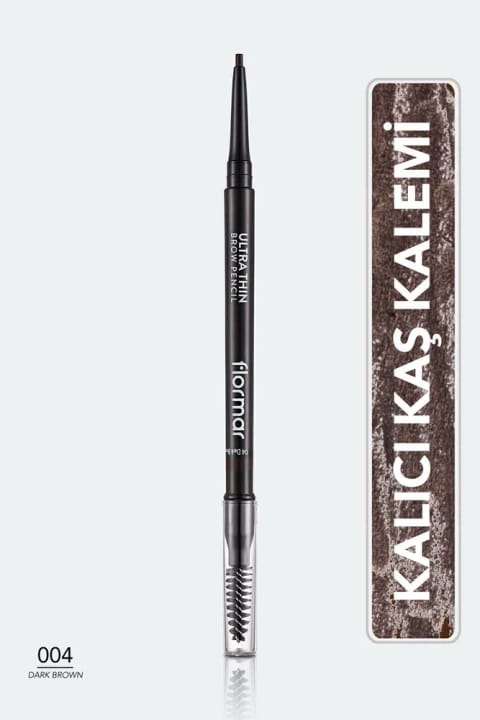 مداد ابرو و برس فلورمار - Ultra Thin Brow Pencil - 004 Dark Brown