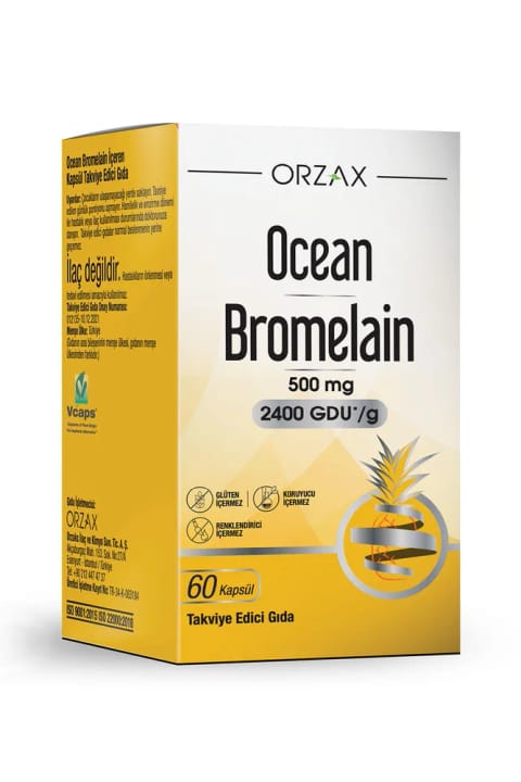 Orzax Ocean Bromelain 500 Mg 2400 GDU /g مکمل غذایی 60 کپسول