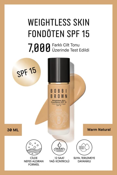 BOBBI BROWN Weightless Skin فاندیشن مایع ماندگار ۲۴ ساعته SPF15
