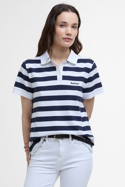 پیراهن پولو یقه راهراه Barbour Ashbourne NY73 Navy Stripe