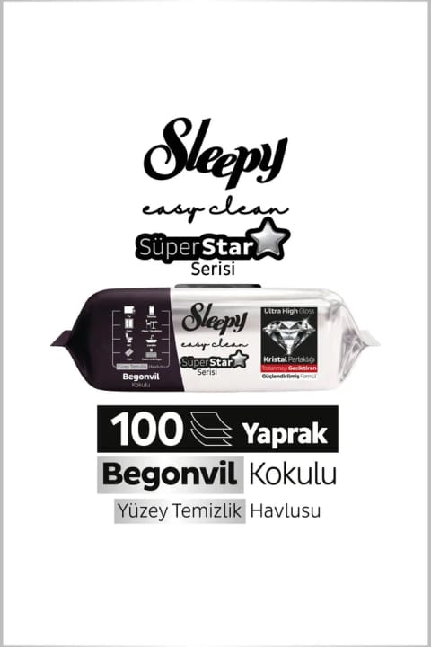 دستمال حولهای تمیزکننده سطوح Sleepy Easy Clean SüperStar با رایحه گل شمعدانی ۱۰۰ برگ