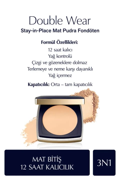 Estee Lauder Double Wear Stay-in-Place Matt Pudra Foundation - 3N1 Ivory Beige