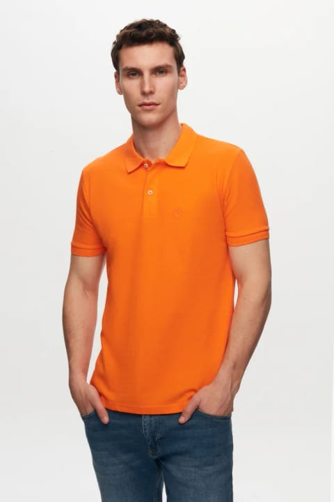 D'S Damat Regular Fit نارنجی %100 پنبه ماندگار بدون پیچش پولو...