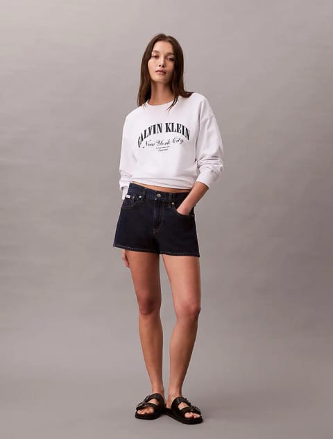 هودی زنانه لوگو گرافیکی یقه گرد Calvin Klein