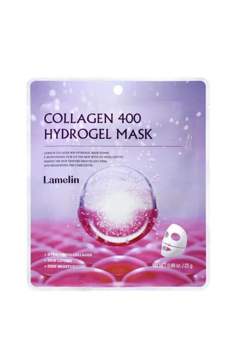 Lamelin ماسک صورت ژلهای شفافکننده کلاژن کرهای Collagen 400 Hydrogel Mask 1 عدد