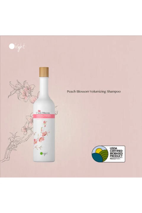 شامپو حجمدهنده O'right Peach Blossom مناسب موهای نازک و بیحالت