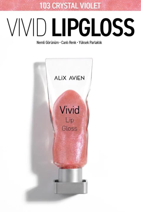 براق‌کننده لب مرطوب‌کننده Alix Avien حاوی Vitamin E با فینیش براق - Vivid Li... — 103 Crystal Violet