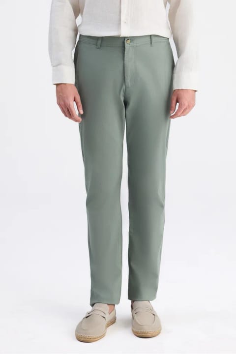 D'S Damat شلوار چینو گاباردین سبز فاق relaxed (بدون پلیسه)