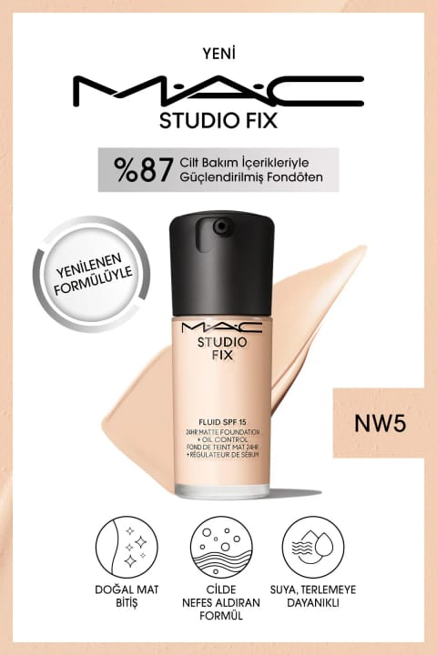 فونداسیون مات MAC Studio Fix Fluid SPF15 ماندگاری تا ۲۴ ساعت - رنگ: NW5