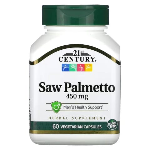 21st Century Saw Palmetto Zinc Çinko Hair Skin Health Support 450 mg، 60 کپسول گیاهی