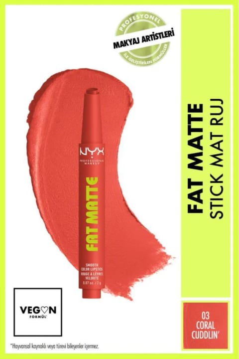NYX Professional Makeup Fat Matte رژ لب مات مرطوبکننده - 03 Coral Cuddlin'
