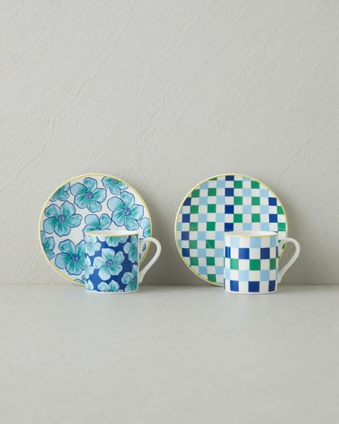 ست فنجان قهوه ۴ پارچه ۲ نفره Florentia New Bone China، ۸۰ میلی‌لیتر، آبی