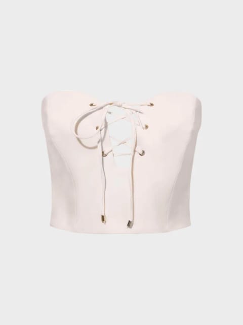 ب Bustier زیبای بدون بند یقه قلبی با بند جلویی و دکلته - Ekru