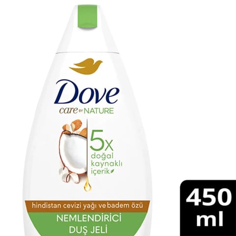 Dove Care By Nature دوش ژل مرطوب‌کننده نارگیل و بادام 450 میلی‌لیتر