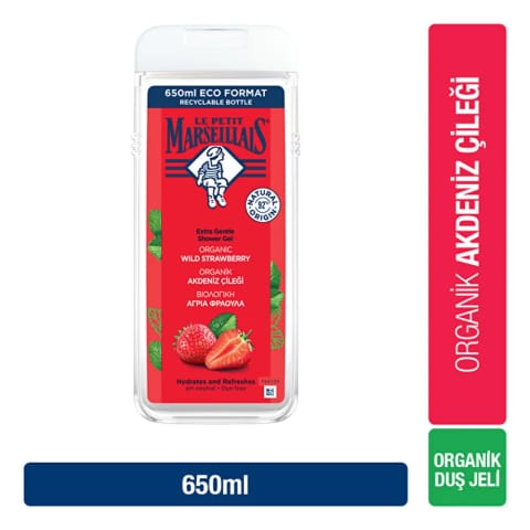 Le Petit Marseillais دوش ژل توت فرنگی مدیترانه‌ای 650 میلی‌لیتر