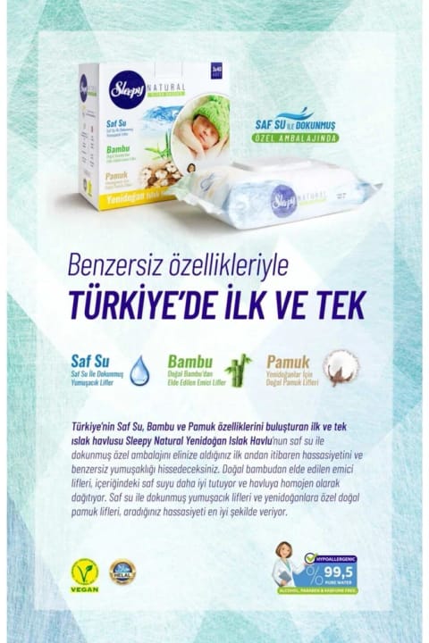 Sleepy دستمال مرطوب نوزاد Natural پنبهای با درب ۴۰ عددی ۱۲ بسته