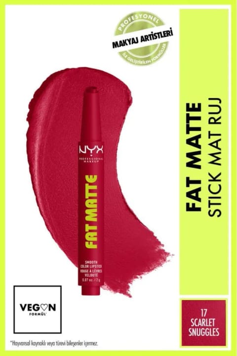 رژ لب مات مرطوبکننده NYX Professional Makeup Fat Matte - 17 Scarlet Snu...