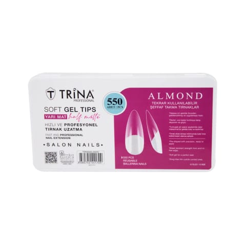 ست ناخن مصنوعی ژل نرم Trina مدل Almond نیم‌مات ۵۵۰ عددی TRNNAIL0020