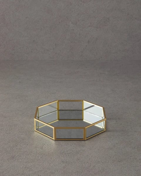 سینی تزئینی شیشه‌ای Deluxe ۱۹×۱۹×۳٫۵ سانتی‌متر Gold