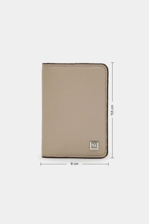 D'S Damat کیف کارت چرم اصل بژ