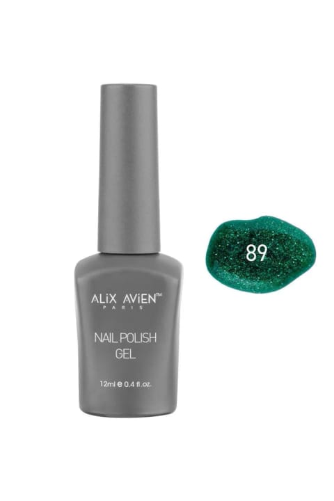 لاک ژل دائمی سبز سال نو درخشان Alix Avien 89 - ژل لاک پررنگ 12...