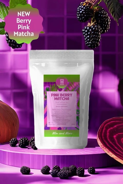 Mim and More Pink Berry Matcha - تمشک آروماتیک پودر سوپرفود matcha صورتی