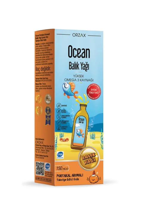 Ocean Orzax روغن ماهی شربت پرتقال ۱۵۰ میلیلیتر