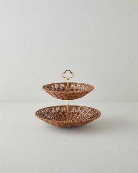 سرویس طبقه‌دار Boho Rattan ۲۸,۵x۲۸,۵x۲۵ سانتی‌متر قهوه‌ای