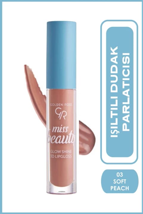 Golden Rose Miss Beauty Glow Shine 3D Lipgloss - 03 Soft Peach - براق کننده لب