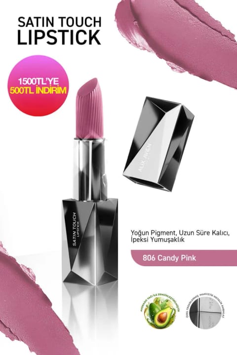 Alix Avien رژ لب نیمه مات بلند ماندگار مرطوبکننده با اثری صاف - ساتن — 806 Candy Pink